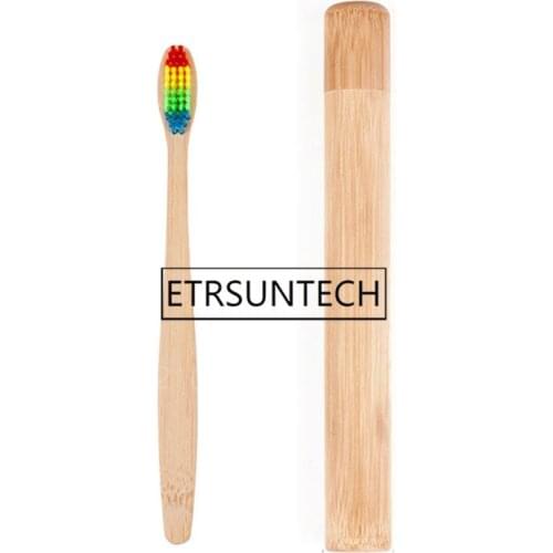 100sets Portable Bamboo Toothbrush Case Natural Bamboo Tube Jar Portable Toothbrush Bamboo Cover Set