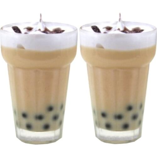 2 Pcs 1:12 Dollhouse Miniature Milkshake Pearl Milk Tea Accessories Model Toy