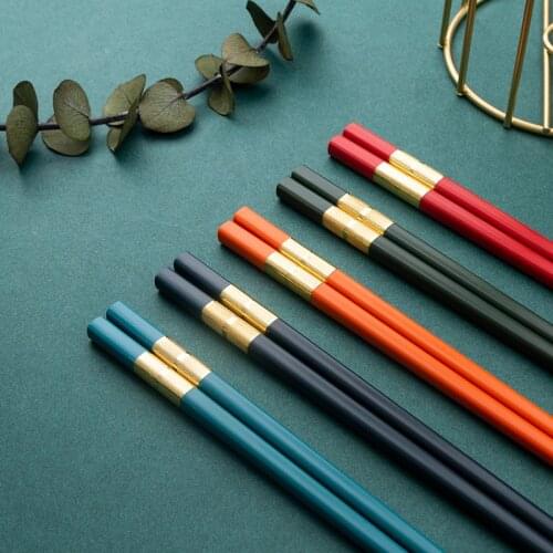 5Pair Chopsticks Nice Gift Pure Color Style Reusable Kitchen Gadgets DIY Handmade Tableware Non slip
