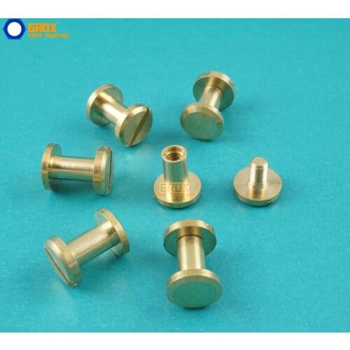 50 Set 8*8mm Solid Brass Rivet Chicago Screw for Leather Craft Belt Wallet / Flat