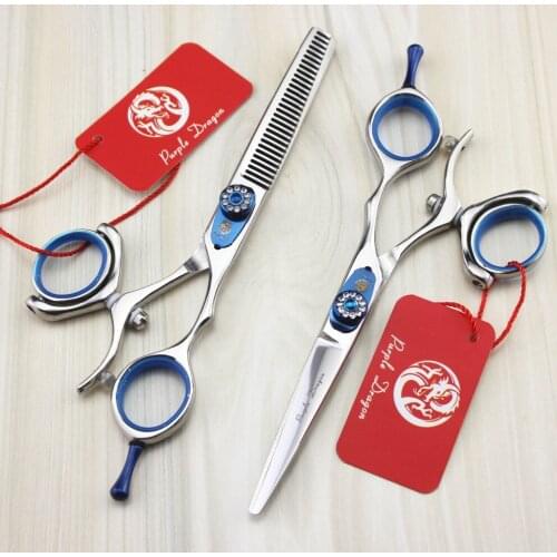 598# 6'' Brand Purple Dragon TOP GRADE Diamante Hairdressing Scissors 440C Barber Cutting Scissors Thinning Shears Hair Scissors