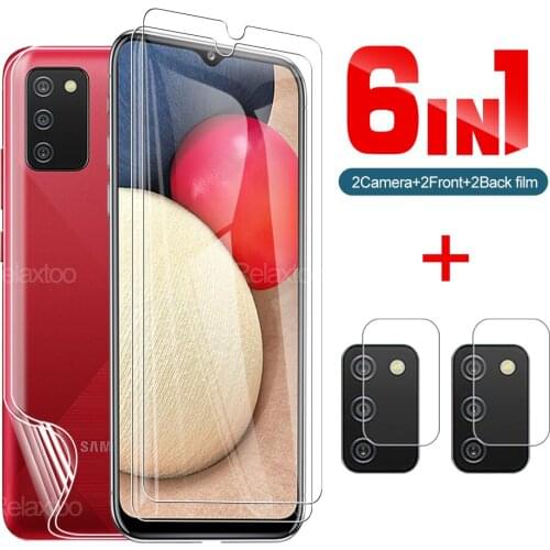 6-in-1 Tempered Glass And Back Hydraulic Film For Samsung A02s European For Samsung Galaxy A11 A20 A20s A20e A30 Phone Lens Film
