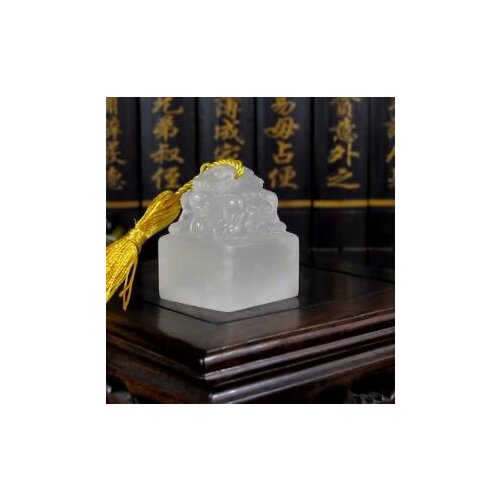 Free shipping Seal Engraved Chapter Frozen Jade Double Beast Hand-made Lettering Made 3x3x5cm