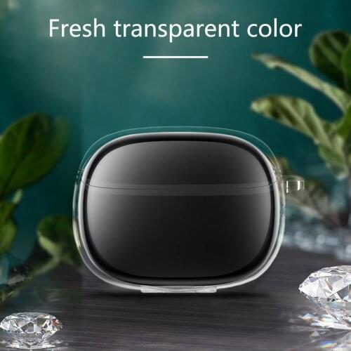 For Xiaomi Mi FlipBuds Pro Earphone Case Transparent Anti-scratch Earphone Protective Cover Clear TPU Shell with Carabiner