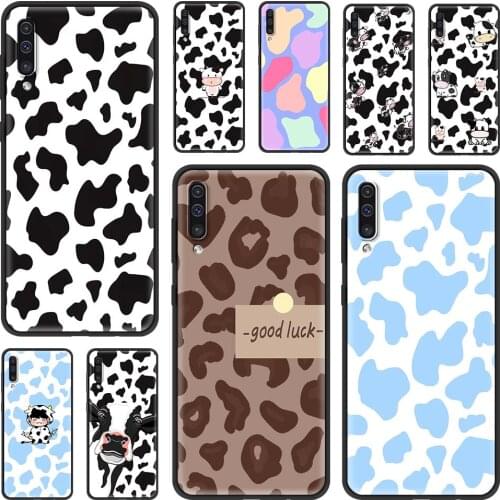 Black Case For Samsung A90 5G A80 A70s A70 A60 A50s A50 A40 A30s A30 A20s A20 A20e A10s A10 A10e Coque Cute cow