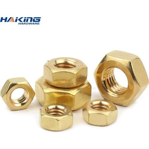 DIN934 M1.2 M1.4 M1.6 M2 M2.5 M3 M4 M5 M6 M8 M10 M12 M14 M16 Brass Nut Copper Hexagonal Nuts Brass Hex Nuts high strength