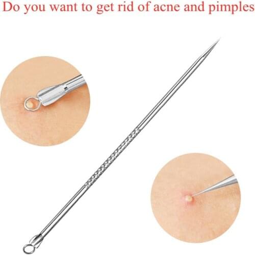 Double Head 8.5cm Stainless Extractor Blackhead Remover Needles Dots Cleaner Acne Blemish Remover Set Black Spot Pore Cleanser