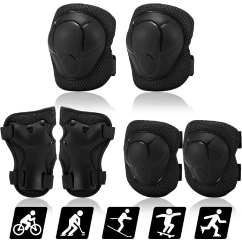 Kids Knee Pads Set 6in1 Protective Gear Kit Knee Elbow Pads Children Safety Protection Pads for Rollerblading Cycling Skating