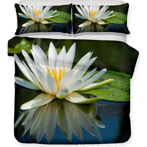 3D Flower Butterfly Series Bedding Set 2/3pcs Lotus Print Comforter Cover For Kids Girls Flower Duvet Cover Room Decor Full Size