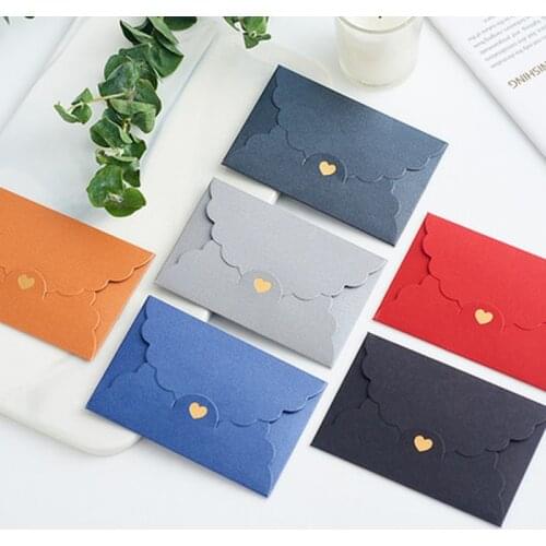 10 Pcs Kraft Paper Hot Stamping Love Heart Envelopes Letter Vintage Iridescent Paper Envelope for Wedding Invitations Stationary