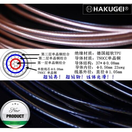 Litz 7N single crystal copper fever earphone upgrade line base (inner 23awg 37 core OD: 1.05mm)