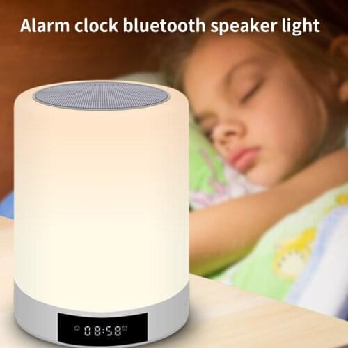 Mini Bluetooth Speaker LED Display Lighting Colorful Night Light Lamp Wireless Timing Alarm Clock Mini Timer FM Radio Function