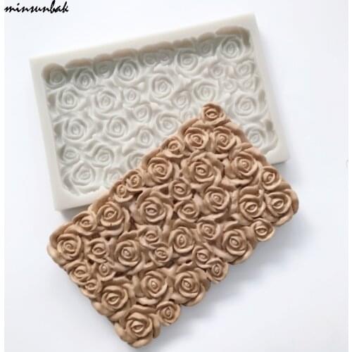 Minsunbak New Rose Silicone Mold DIY Wedding Cake Edge Decoration Tools Chocolate Gumpaste Mold Sugarcraft