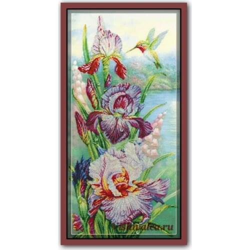 Hummingbird and Pansy Top Quality Embroidery Sewing kit Needlework 14CT Unprinted Art Cross Stitch Kits DIY Handmade Home Decor