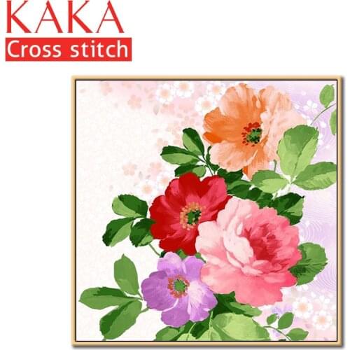 Cross stitch kits,Embroidery needlework sets with printed pattern,11CT canvas for Home Decor Painting,Flowers Full NCKF177