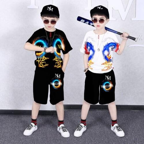 4-14 Years Summer Boy Clothing Set 2021 New Fashion Casual Active T-shirt+ Pant Kid Children Boy Teenager Clothing