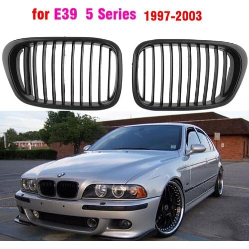 2pcs Style Car Front Black Wide Kidney Grille Grill for BMW E39 M5 series 1997 1998 1999 2000 2001 2002 2003 520i 525 530