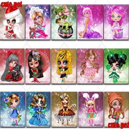 Full Round Drill cute Cartoon girl 5D DIY Diamond Painting Rhinestone Cartoon Fairy Girl Mosaic Art Picture Kit Home Decoration