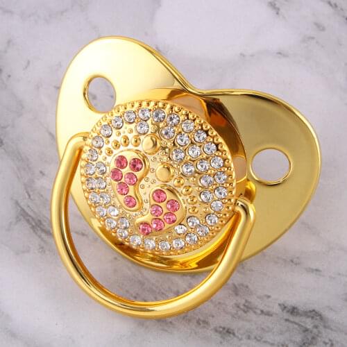 Luxury Gold Pacifiers Newborn Kids Baby Boys Girl Dummy Nipples Food Grade Silicone Pacifier Latex Free Baby Soother