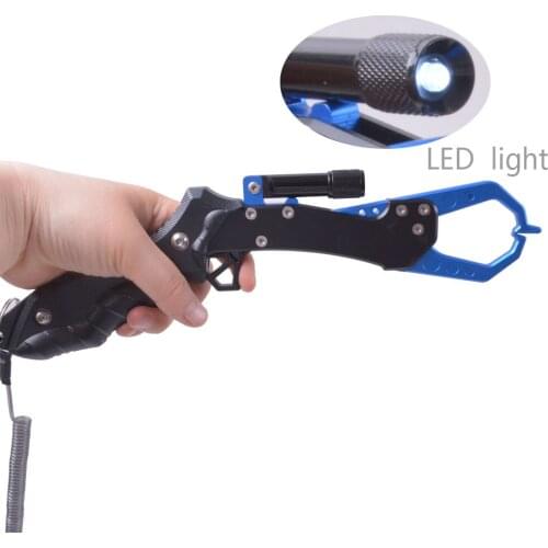 Fish Grip Outdoor Portable aluminum alloy Folding Anti Slip Fish Controller Gripper Night Fishing TackleTools with Light