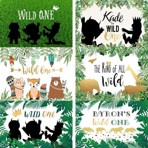 Safari Wild One Birthday Party Decoration Banner Custom Portrait 1st Birthday Backgrounds Photography Backdrops For Photo Studio