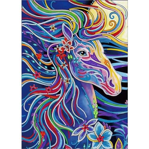 Glow In Dark Colorful Horse 5D Luminous Diamond Painting Horse Full Round Drill Rhinestone Embroidery Art Crystal Craft Decor