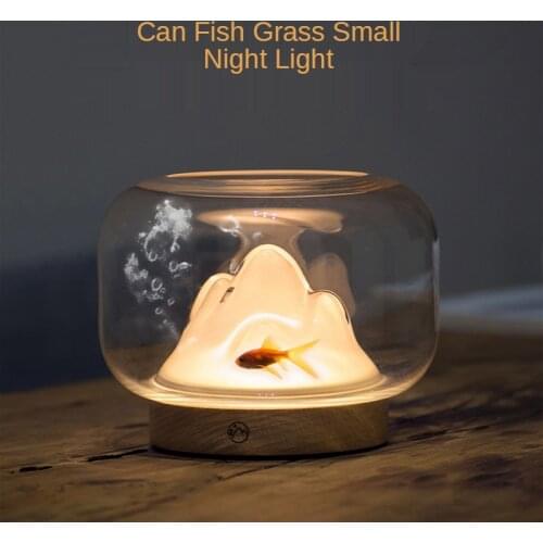 Warm Mountain Light Creative Glass Fish Tank Decoration Desktop Night Light Simple Handmade Bedside Lamp Valentines Day Gift