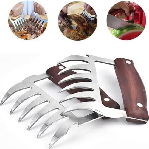 Pulled Chicken Fork Tear Tool Beef Shred Barbecue Grilling Tool Bear Claws Meat Stainless Steel Shredder Barbecue Fork 1/2pcs