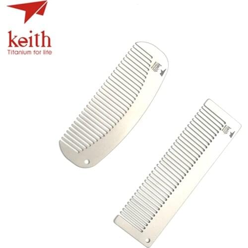 Keith Pure Titanium Outdoor Hair Comb Anti-static Travel Comb Durable For Men And Women Ultra Light Ti1731 / Ti1732