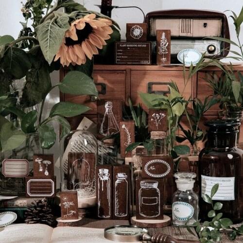 Vintage Laboratory Plant Label Glass Bottle Rubber Stamp Stationery Plant Specimen Series Stamps for Scrapbooking DIY Crafts