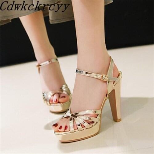 Women sandals Summer New pattern fashion Super high heel Women sandals Golden silvery Pink Thick bottom sexy banquet Sandals