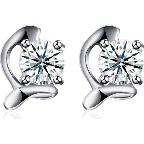SILVERHOO Stud Earring Genuine 925 Sterling Silver Personality Creative Irregular Round Cubic Zircon Earrings For Women Jewelry