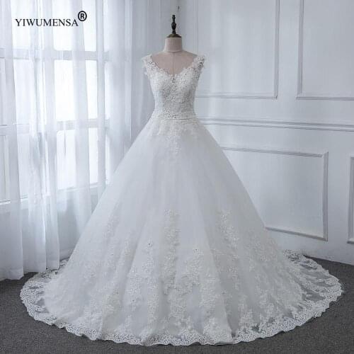 A40 Sexy V Neck Elegant Ball Gown Wedding Dress Backless Beading Waist Bridal Gowns South African Sleeveless Robe De Marriage