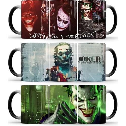 1Pcs New 350ml Cartoon Joker Color Changing Mug Heat Reveal Magic Milk Coffee Ceramic Cup Novelty Gift for Friends Children