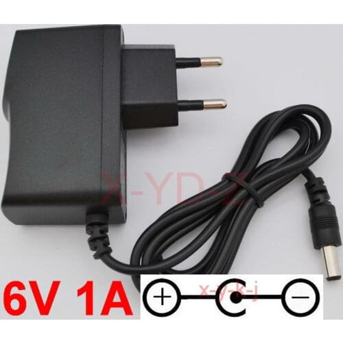 1PCS High quality AC/DC 6V 1A Switching Power Supply adapter Reverse Polarity Negative Inside EU plug 5.5mm x 2.1-2.5mm