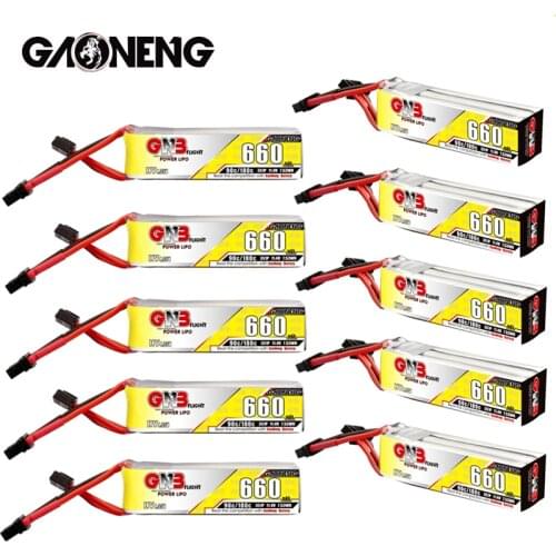 10PCS/Set Gaoneng GNB 3S 11.4V HV Lipo Battery 90C/180C 660mAh With XT30U-F Plug for FPV Racing Drone 4 Axis UAV RC Drone