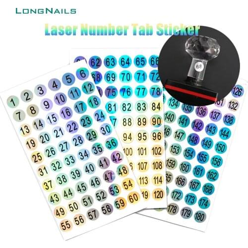 10pc Laser Number Tab Sticker 1-240 Mark Display Decals Holographic Number Waterproof Polish,Lipstick Nail Signtab Stickers 7*12