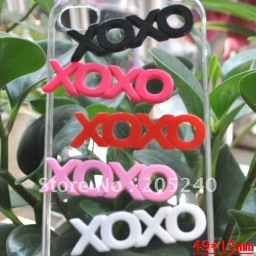 20pcs Mixed 5colors 49*13mm Hot Sale For Diy Phone Decoration Cute Flat Back Resin XOXO