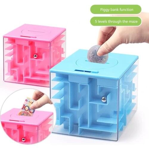 Duyaya 3D Maze Cube Magic Square Puzzle Cube Toys With Steel Ball Money Coin Bank Brain Game Children Gift Balance Educational