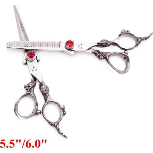 5.5 6 440C Hair Scissors Professional High Quality Barber Scissor Thinning Hairdressing Scissors Cutting Shears Hairdresser 9007