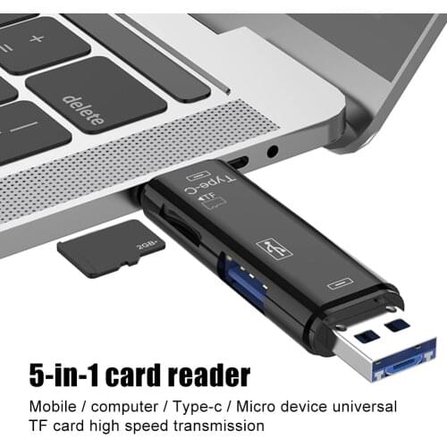 5 in 1 USB 3.0 Type-C Micro OTG TF Micro Security Digital Card Reader Adapter Universal for Android Computer Extension Headers