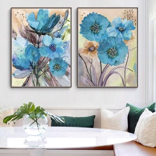 5d Diy Diamond Painting Blue Flower Square/round Diamond Embroidery Wall Decoration Landscape Mosaic Set Home Decoration
