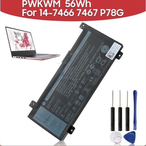 Original Replacement Battery 56Wh PWKWM For DELL Inspiron14-7466 7467 7000 P78G 7467-D1545B/R D1745B/R 56wh Laptop Batteries