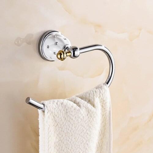 Bathroom accessories towel holder wall mounted dual hooks chrome and gold FREE SHIPPING