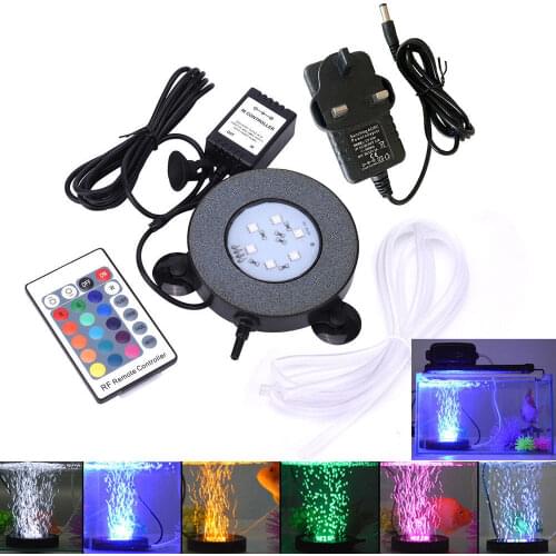 Aquarium LED Bubble Air Stone Light 6xSMD5050 Chips RGB Spotlights 16colors Lamp For Garden Pond Pool 24Key Remote AC100-240V