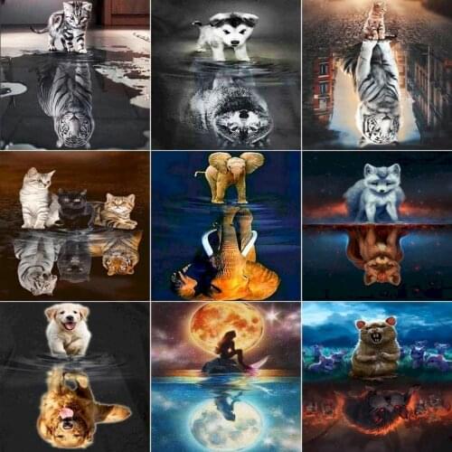 5D Diamond Painting Cat Tiger Diamond Round/Square Embroidery Animal Gift Handmade Home Decor Picture Of Rhinestones Art