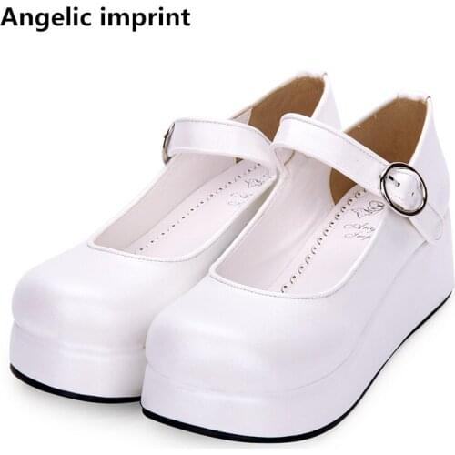 Angelic imprint woman mori girl lolita cosplay shoes lady mid heels pumps women princess dress party shoes Pearlescent PU 5cm