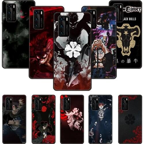 Phone Case For Huawei P20 P30 P40 P Smart Z + P10 Mate 30 10 20 Lite Pro Black Cover Hoesjes Trend Prime 3D Anime Black Clover