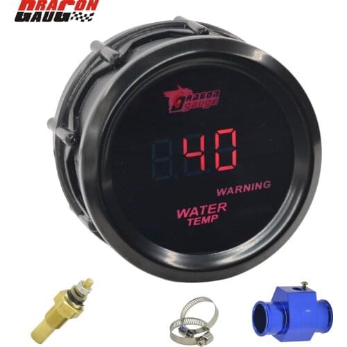 Dragon 2 " 52mm Auto Car Moter Red Led Backlight Digital Electronic Water Temp Gauge 40-150 Celsius Temperature Meter