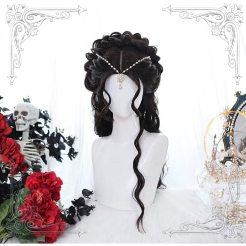 Long Wavy Female Wig Brown-Black Middle Parting Hair Style Wigs Heat Resistant For Women Cosplay Party